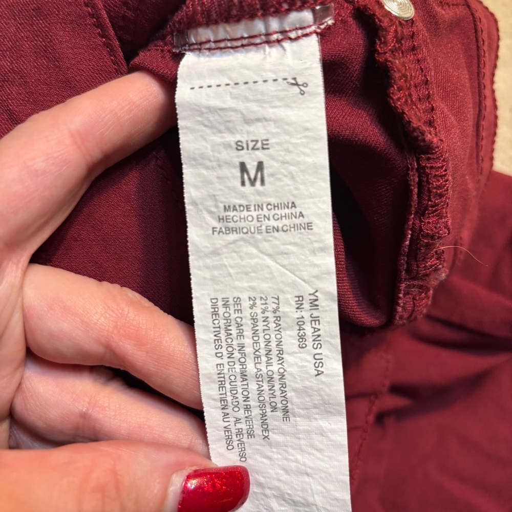 YMI Jeans Medium Burgundy Skinny High Rise Rayon Nylon Spandex Stretch 5-Pocket - Picture 10 of 14
